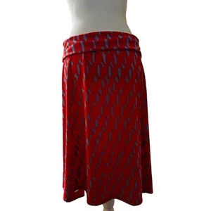 Orange and Blue Triangle Pattern Roll Down Flowy Romantic Above the Knee Skirt  - Picture 1 of 3
