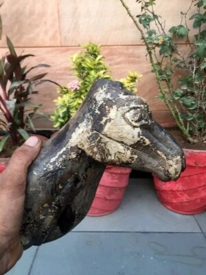 Старинный старый деревянный ручной резной настенный декор олень голова фигурка маска скульптура - Изображение 1 из 4