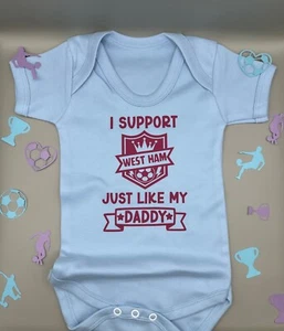 West Ham Personalised Novelty Baby Football Vest Babygrow Bodysuit FREE P&P - Picture 1 of 24