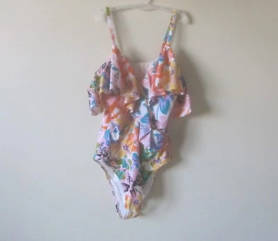 Nanette Lepore холодные плечи оборки печать цельный мульти M Рекомендуемая розничная цена производителя $148.00 новый с Ярлыками - Изображение 1 из 4