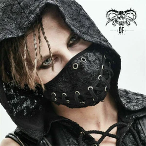 Men's Punk Rock Drawstring Decoration Mask Breathable Mesh Adjustable Masks - Picture 1 of 16