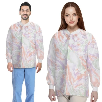 Multicolor Disposable Lab Jackets Medium SMS Snap Front 10 Pack - Image 1 of 4