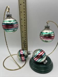 Zwei Vintage Shiny Brite Weihnachtsschmuck, ca. 40er, 50er Jahre. gestreift! - Bild 1 von 7