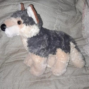 AURORA 12" WILY WOLF STUFFED ANIMAL DOG HUSKY STANDING PLUSH GREY TAN MALAMUTE - Picture 1 of 4