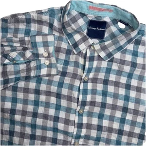 Tommy Bahama 100% LINEN Long Sleeve Shirt Men’s 3XL Blue Plaid Long Sleeve - Picture 1 of 9