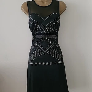 Womens Dress Size 10 8 Occasion Party Studded Evening Bodycon New Bnwt Lbd Sexy - Picture 1 of 10