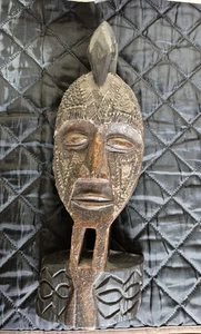 FIGURA AFRICANA TALLADA A MANO PICOTEANDO PÁJARO EN MÁSCARA TRIBAL ARTE ESTATUA HECHA EN GHANA - Imagen 1 de 12