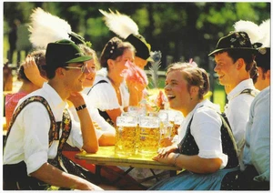 Am Trachtenfest Zurich Switzerland Postcard Traditional Costume Festival & Beer - Picture 1 of 2