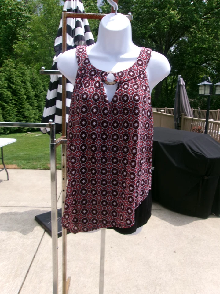 AB STUDIO ANILLO ROJO Y NEGRO 2 CAPAS CAMISETA SIN MANGAS M Foto 1 de 1