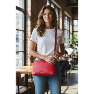 Michael Kors Umhängetasche rot Leder verstellbarer Riemen goldene Hardware - Bild 1 von 9