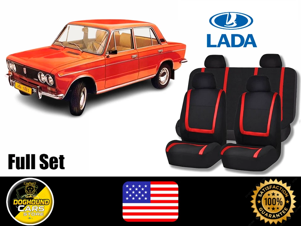 Juego completo de fundas de asiento acolchadas de alta calidad al tacto suave para todos Lada Red Lines Foto 1 de 4