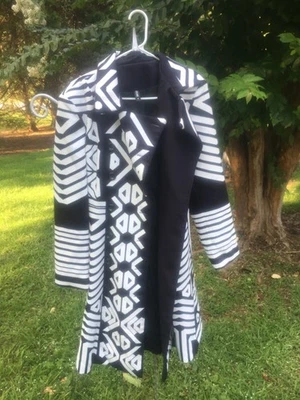 Abrigo para mujer StyleWe manga larga doble pecho negro/blanco XL Foto 1 de 4