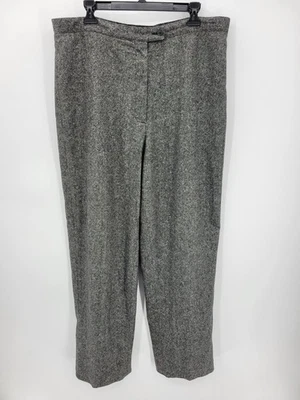 Pantalones Eddie Bauer Mujer 18 Negro Gris Tweed Lana Forrados Carrera Frente Plano Foto 1 de 4