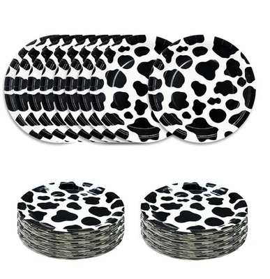 50 PIEZAS 7" Platos de Papel Impresión de Vaca para Decoración de Fiesta de Cumpleaños Baby Shower Foto 1 de 4