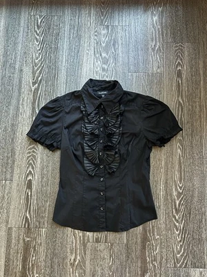 Blusa Bebe Negra con Volantes con Botones Talla M Whimsigoth Grunge Gótica  Foto 1 de 4