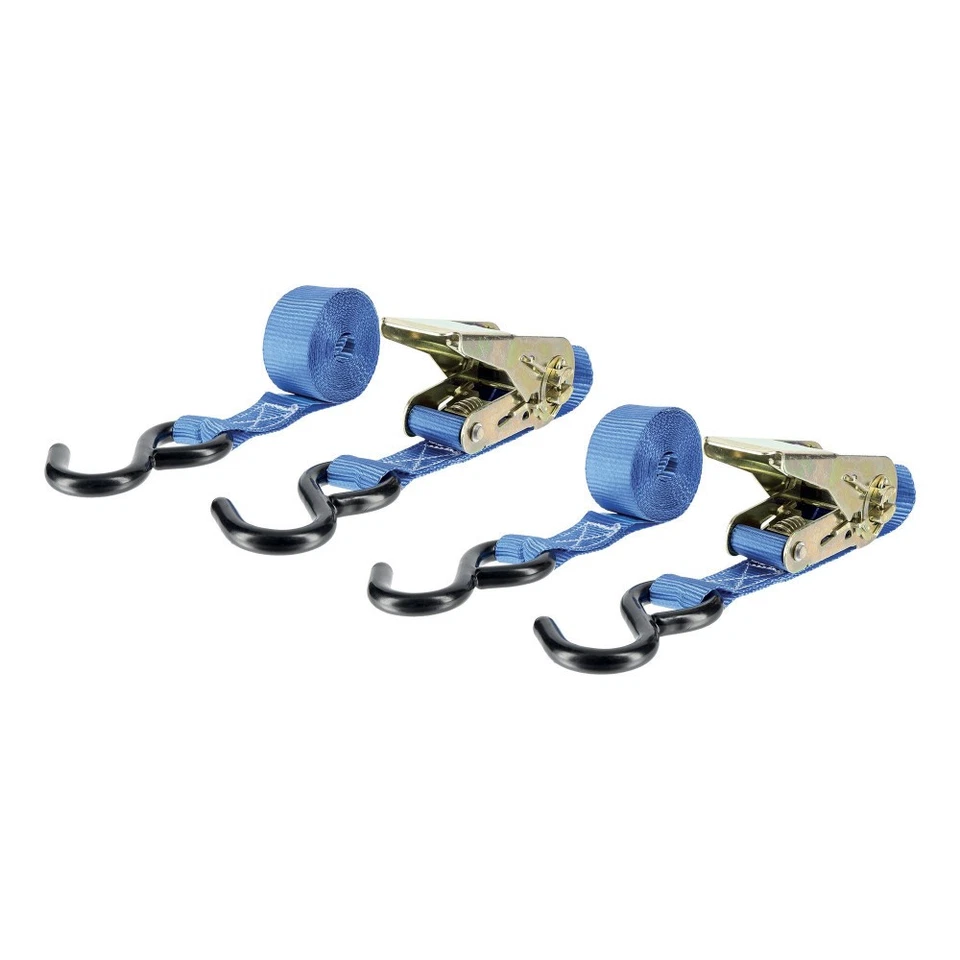 Lot de 2 sangles d'arrimage à cliquet - crochet type S - 500 kg - 2,5m x 25mm - Photo 1/1