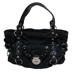 Authentic Vintage GUESS black cloth monogram shoulder bag Y2K - Picture 1 of 16