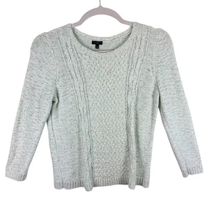 Talbots 100 % Baumwolle creme gesprenkelt Langarm Grobstrick Pullover Übergröße 0X - Bild 1 von 5