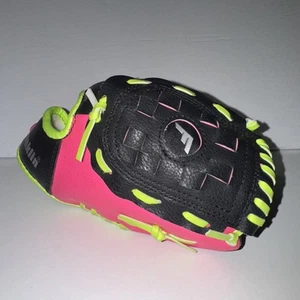 Franklin 22852 Baseball T-Ball 9" Kids Mitt Glove RHT Neo-Grip Pink Bright Green - Picture 1 of 5