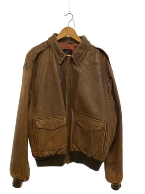 AVIREX A-2 Leather Jacket/Blouson 44 Leather Brown Plain 30-1415 - Image 1 of 4