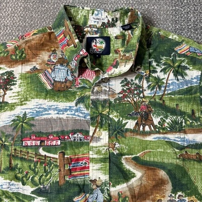 Reyn Spooner Hawaiian Shirt Tailored Fit Aloha Paniolo Cowboys Men's Small Green - Image 1 of 4