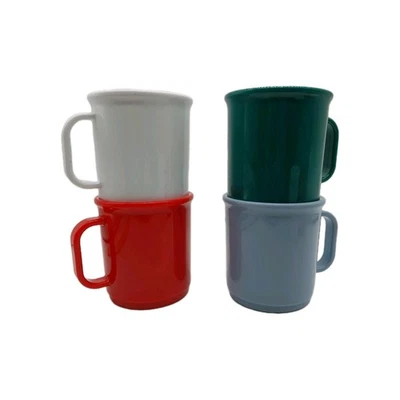 Rubbermaid Melamine Coffee Tea Cups Mugs #3813 1 Set Of 4 Multi-colored Vintage  - Image 1 of 4