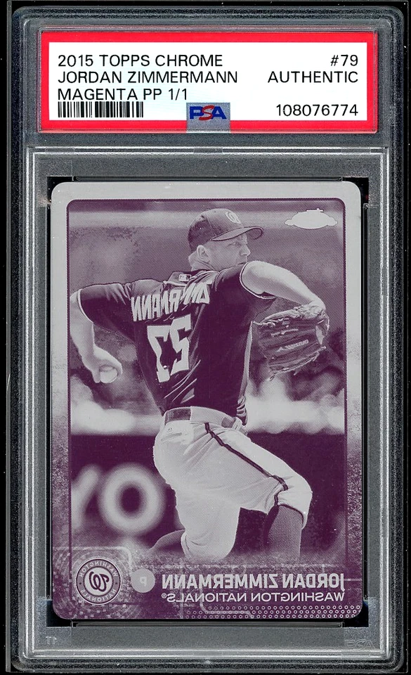 Jordan Zimmermann 2015 Topps cromo 1/1 placa de impresión magenta #79 PSA AUTÉNTICO Foto 1 de 2
