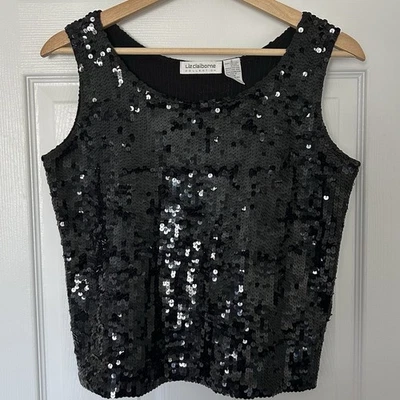 Regata Liz Claiborne algodão lantejoulas sem mangas - Imagem 1 de 2