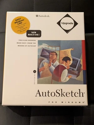 NOS Microsoft Windows AutoSketch R2 CAD Vintage Software 1993 Sealed Autodesk - Image 1 of 4