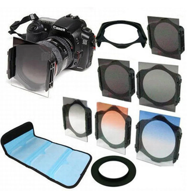 Graduated Grey Blue Orange Filter+ND2 4 8 +77mm Ring adapter For Cokin P Series - Image 1 of 4