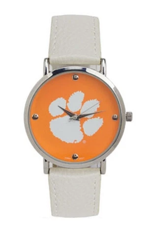 New Clemson Tigers Mens Womens Leather Watch, With Free Battery Cover