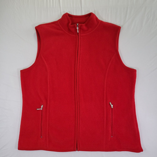 Karen Scott Sport Vest Womens XL Petite Fleece Full Zip Pockets Red eBay