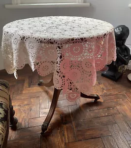 vintage crochet weighty small table cloth centre piece occasional 35 Inch square - Picture 1 of 9