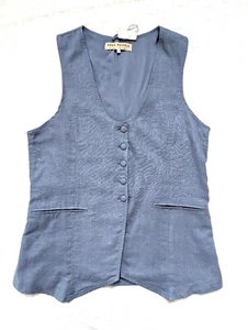 Free People Millie Vest Womens Size L Color Denim Grey Lined V Neck Welt Pockets - Picture 1 of 8