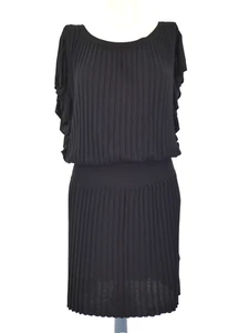 Patrizia Pepe Dress Knit Black Ruffle Pleated Net A Porter Designer Size UK 10 - Picture 1 of 9