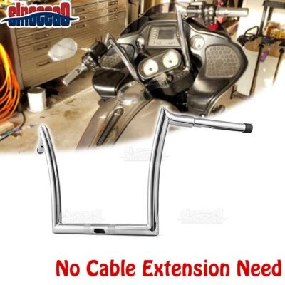 Chrome 12'' Rise Ape  Hanger Handlebar For Harley Road Glide FLTR 2015-23 - Image 1 of 4