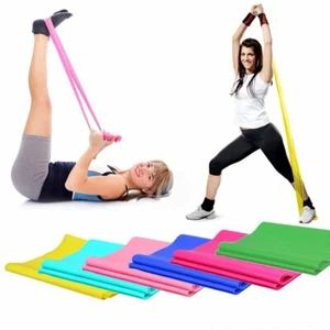 New 1.2m Elastic Yoga Pilates Rubber Stretch Resistance Exercise Fitness Band - Picture 1 of 1