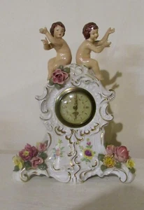 Vintage Delft Porcelain Wind Up Clock with two Child Figures. - Picture 1 of 6