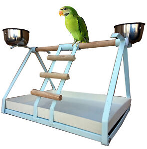 Bird Small Parrot Metal Playstand Play Gym With Stainless Steel Cups -293