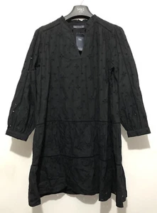 M&S kurzes Kleid aus reiner Baumwolle Stickerei UK 16 schwarz Sommerurlaub - Bild 1 von 11