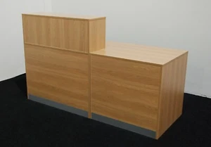 RECEPTION DESK 600MM RISER BOX ALUMINIUM PLINTH OFFICE OAK RECEPTION COUNTER - Picture 1 of 4