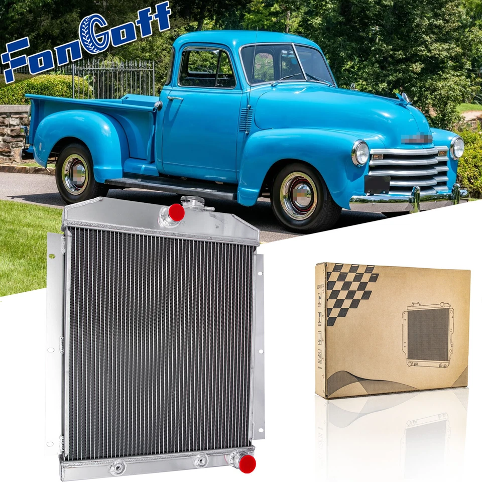 4 Row Radiator For 1947-1954 Chevy 3100 3600 3700 3800 3900 Truck 3.5L 3.8L Foto 1 de 4