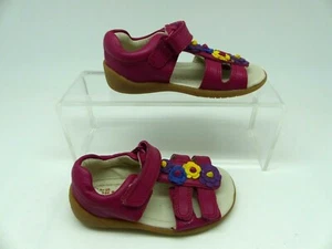 Clarks Girls T Bar Pink Flower Sandals UK 5.5F Softly Rio - Picture 1 of 7