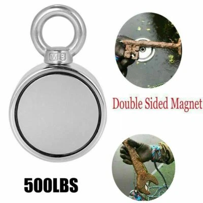 500LBS Double Sided Pulling Force Round Super Strong Neodymium Fishing Magnet