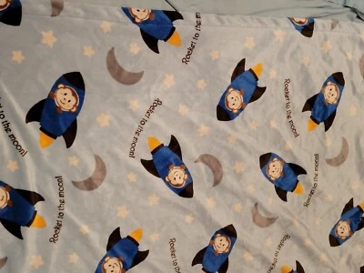 S L Hogar Manta Bebé Cohete a la Luna Nave Espacial Mono Luna Estrellas Azul  Foto 1 de 4