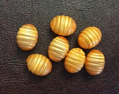 Lote de cuentas lucite ligeras ovaladas gorditas colmena acanaladas brillo naranja vintage Foto 1 de 4