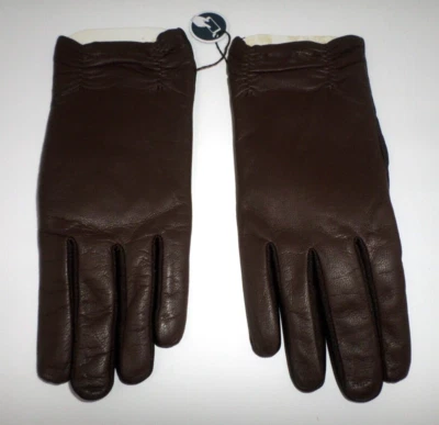 Guantes Lands' End Damas Marrón Talla S/M Piel de Cabra Espalda Marrón Nuevo de Lote Antiguo Foto 1 de 4