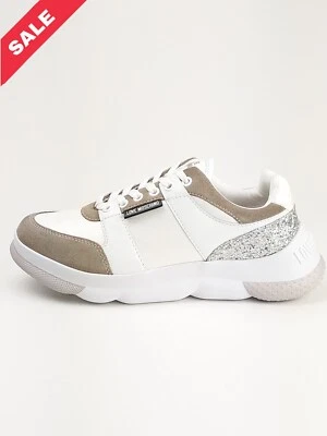 LOVE MOSCHINO CHUNKY TRAINERS WHITE/BEIGE /SILVER UK SIZE 6 RRP £192 - Image 1 of 4