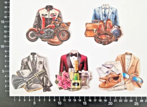 3D Sticker 5 versch. Herren Klassiker Urlaub Anzug Rentner Aufkleber Party Karte - Bild 1 von 11