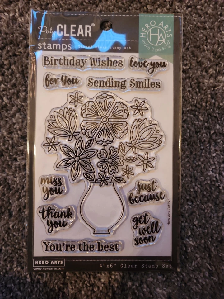 Estampillas policlaras Hero Arts, flores en florero 4x6 Foto 1 de 1